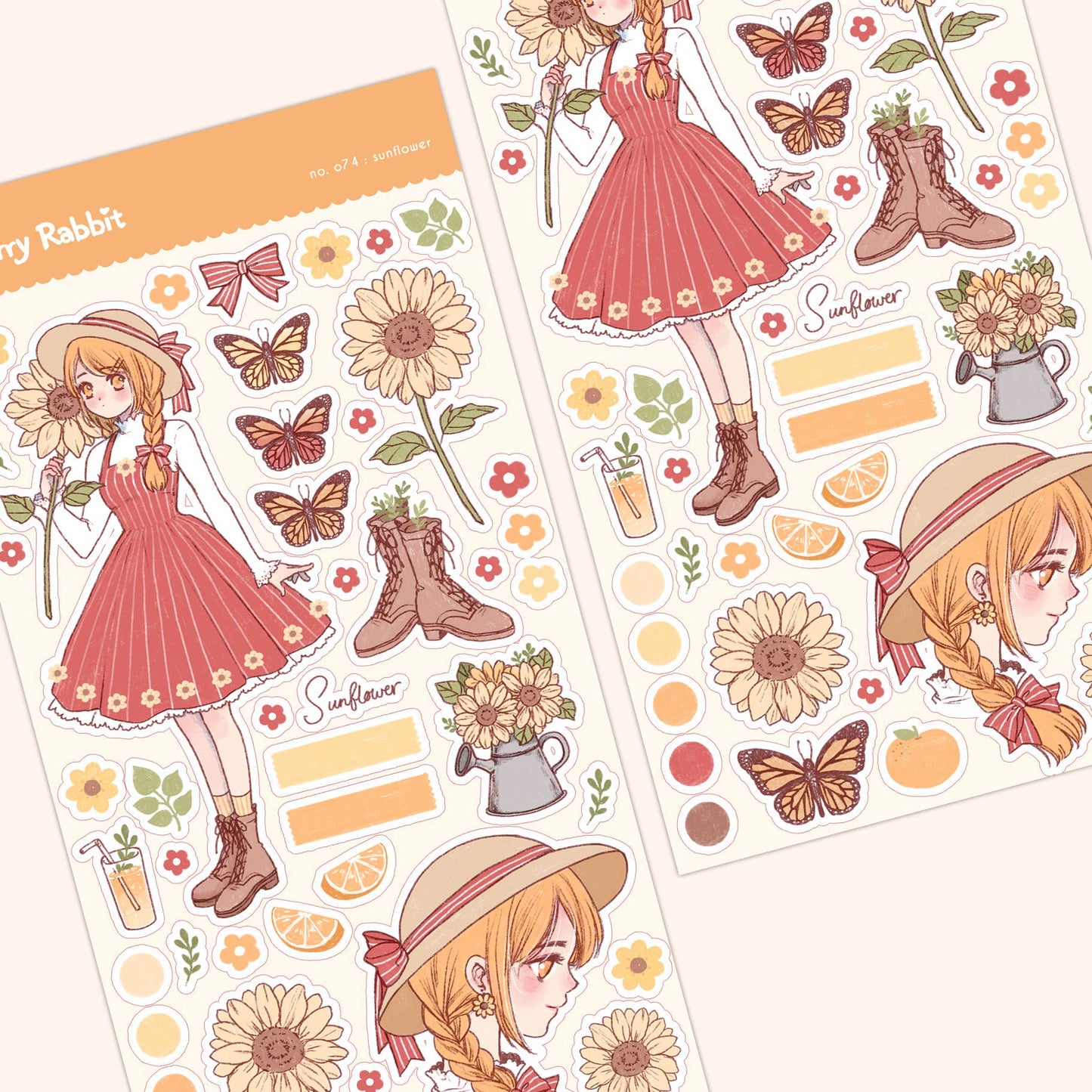Cherry Rabbit - Sunflower Sticker Sheet no.074