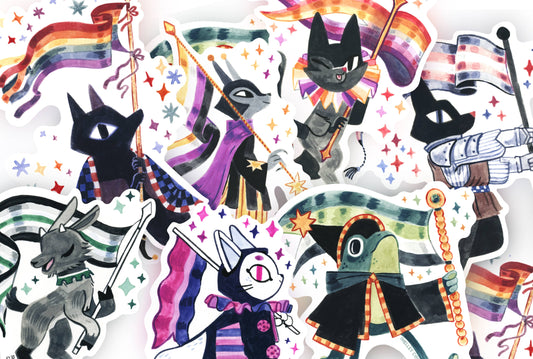 Book Moth Press - Sticker - Queer Cuties Medieval Animal Pride - Lesbian Cat