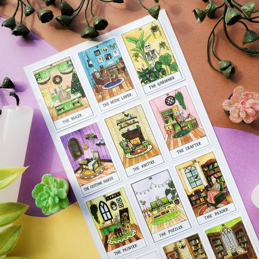 STICKII - Sticker sheet - Holly Sweet Illustration - The Hobby Deck (Skeletons)
