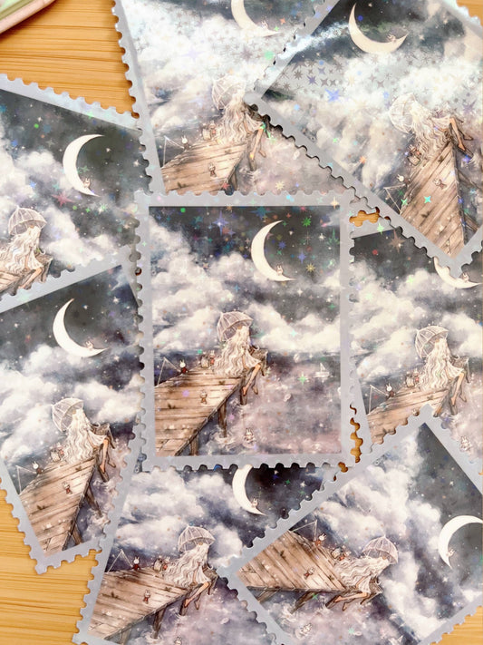 Cherry Rabbit - Stamp Sticker - In the Clouds