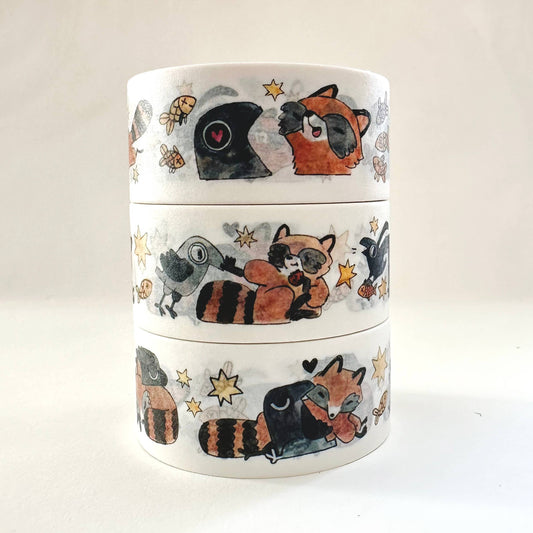 Book Moth Press - Washi Tape - Raccoons and Crows