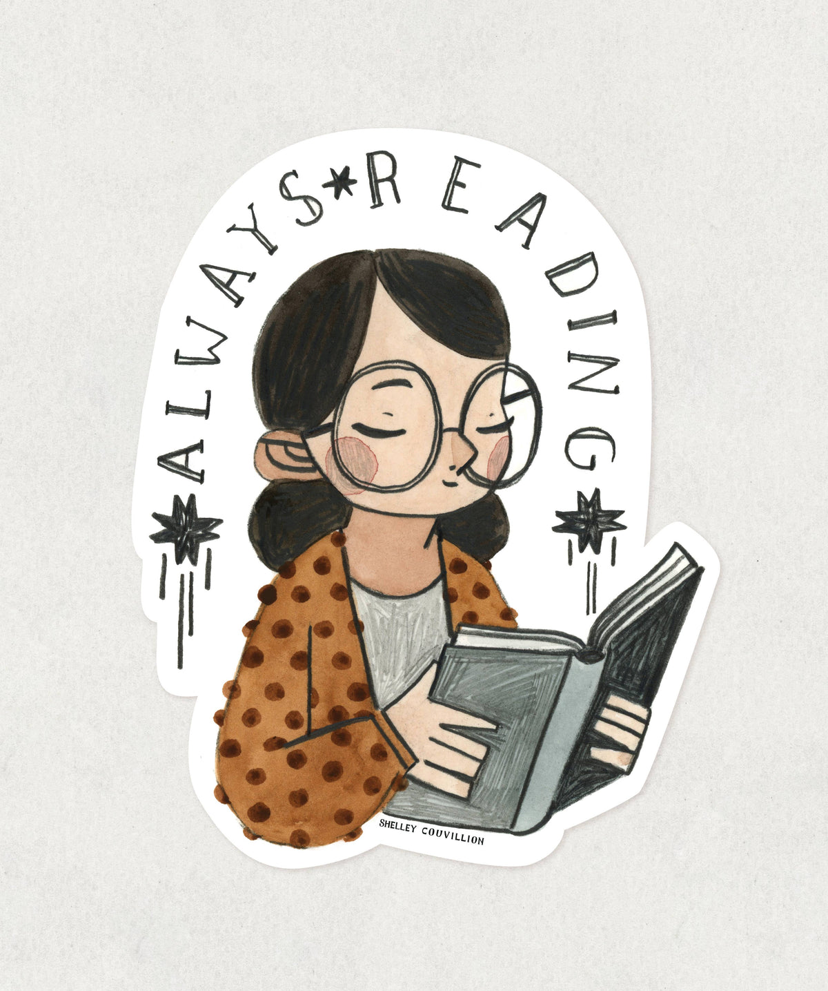 Book Moth Press - Sticker - Always Reading Books