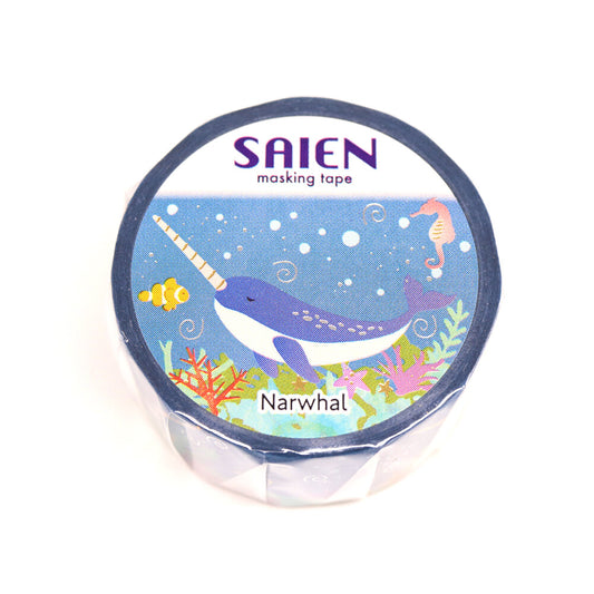 SAIEN - 20mm Foil-Stamped Washi Tape - Narwhal