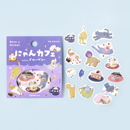 BGM Flake Stickers - Kitten Cafe - Blueberry