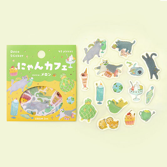 BGM Flake Stickers - Kitten Cafe - Melon