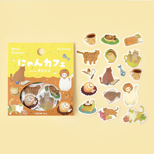 BGM Flake Stickers - Kitten Cafe - Orange