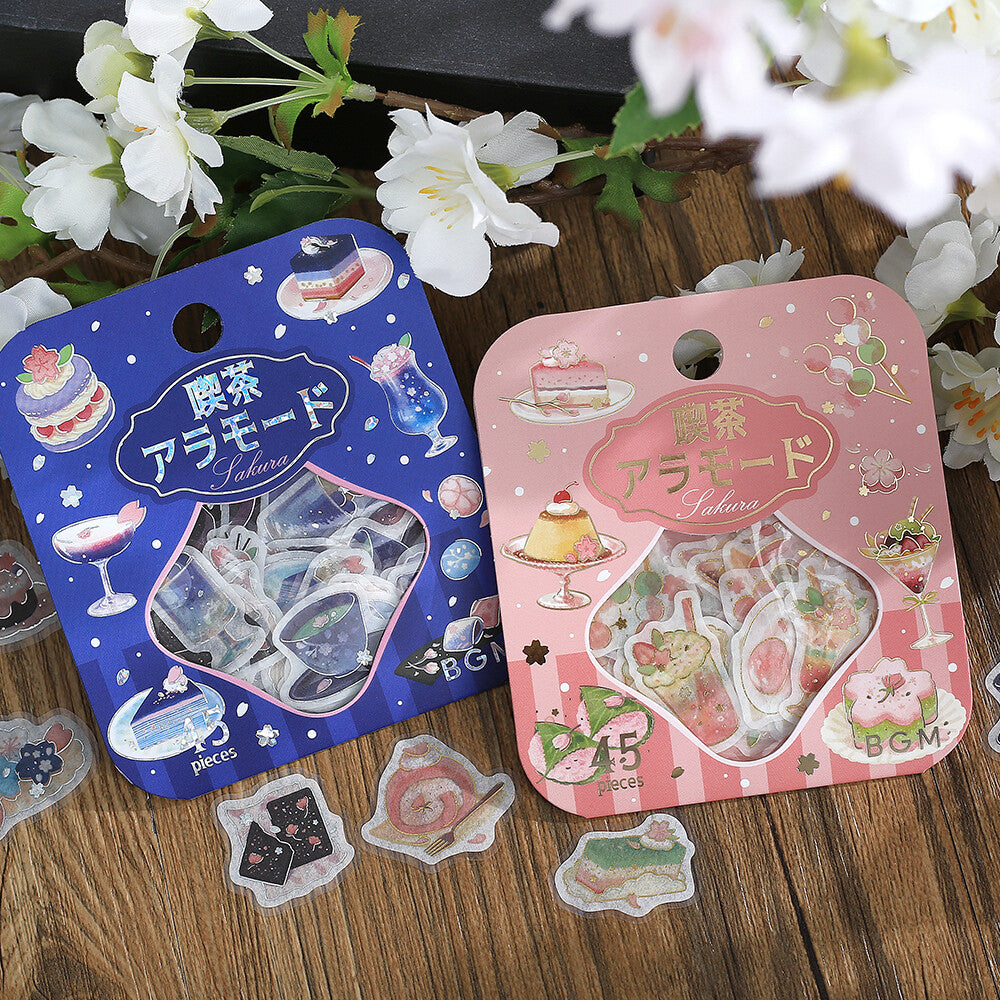 BGM - Sakura Limited Edition Flake Stickers - Cafe a la Mode - Cherry Blossoms