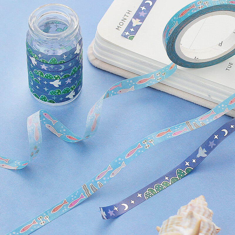 BGM Slim Washi Tape - Birds and Starry Sky