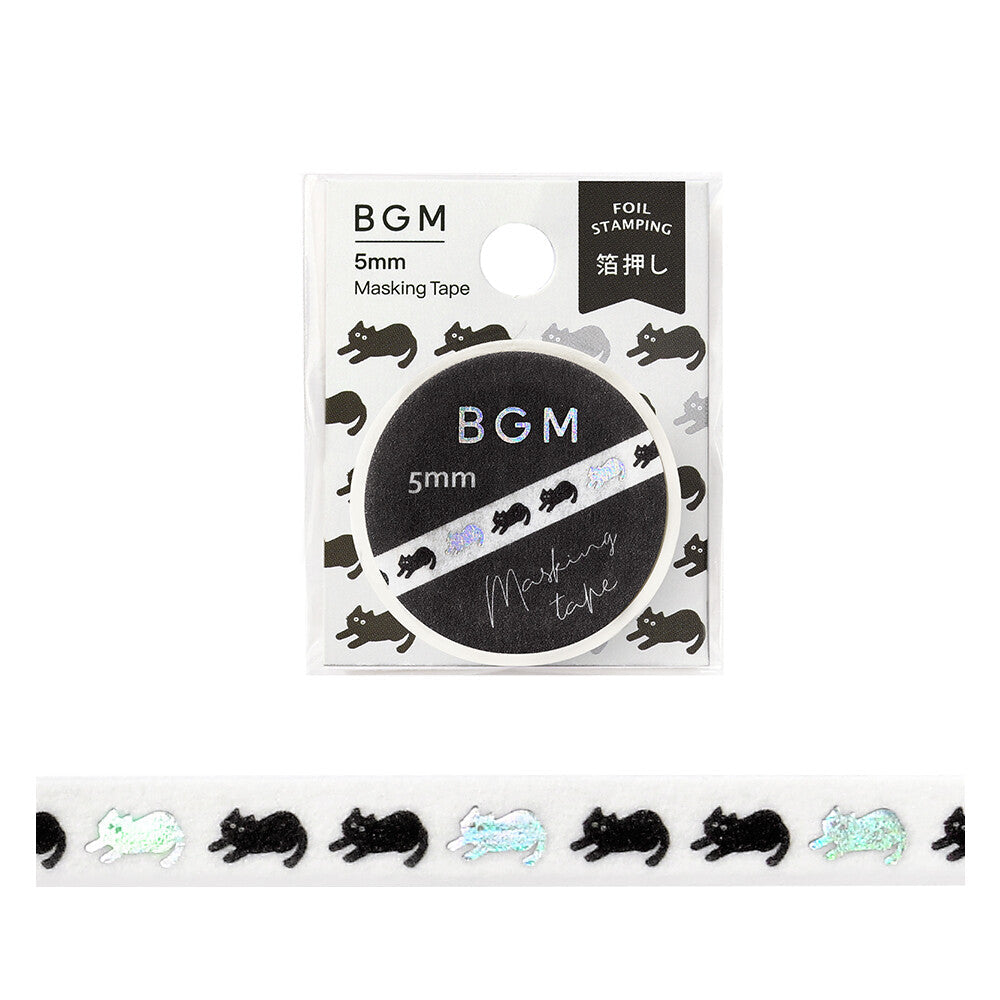 BGM Slim Washi Tape - Black Kitty
