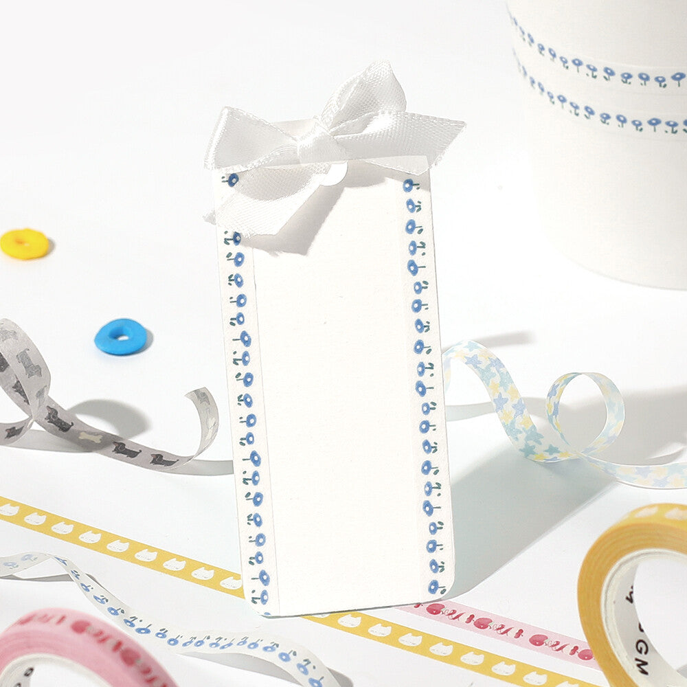 BGM Slim Washi Tape - Small Blue Flowers