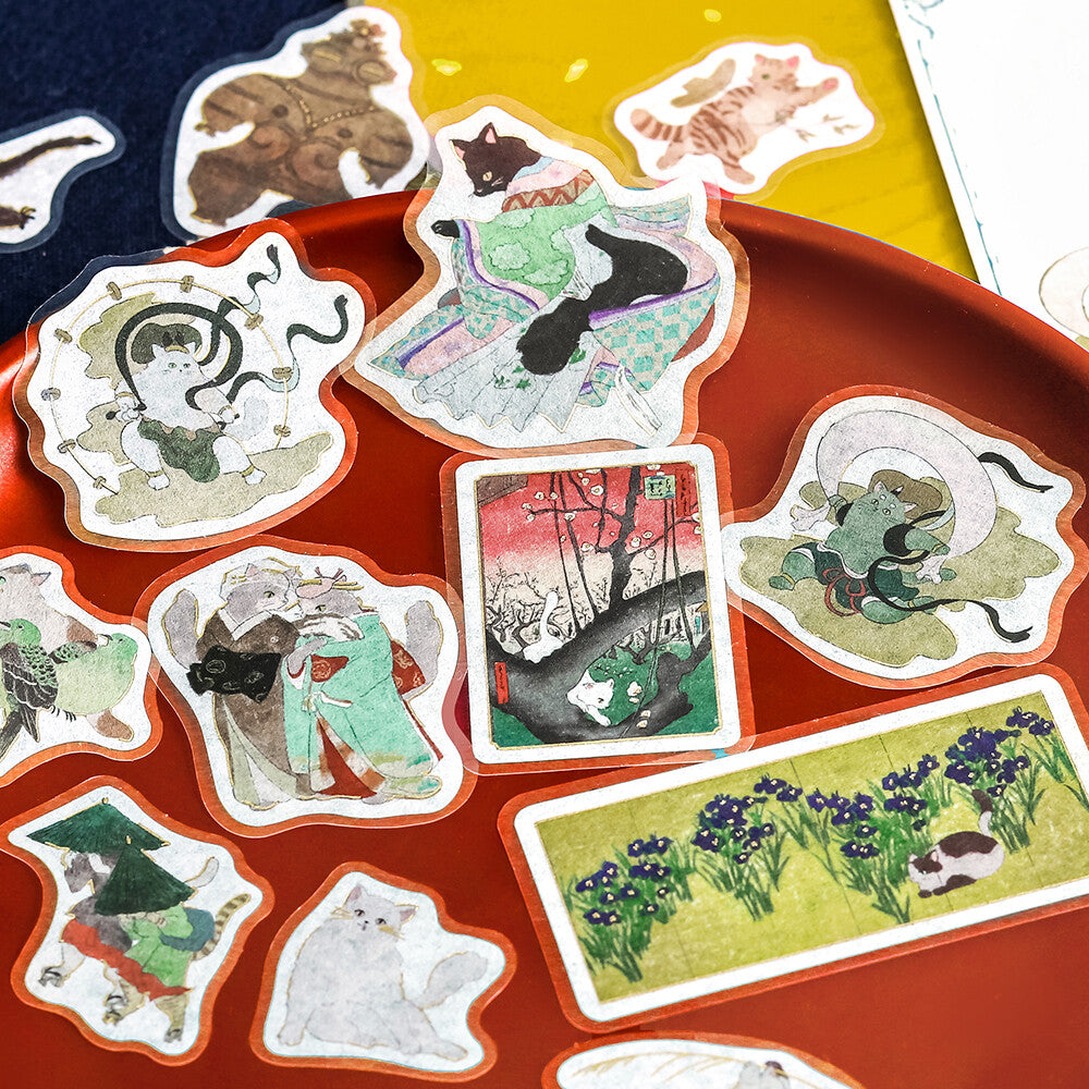 BGM Flake Stickers - Nyapanese Art Neko - Green