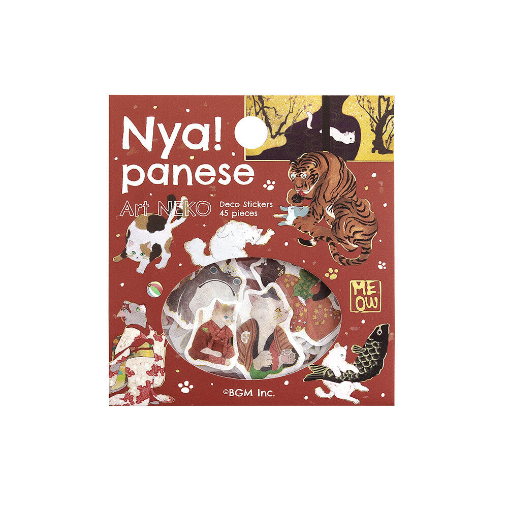BGM Flake Stickers - Nyapanese Art Neko - Red
