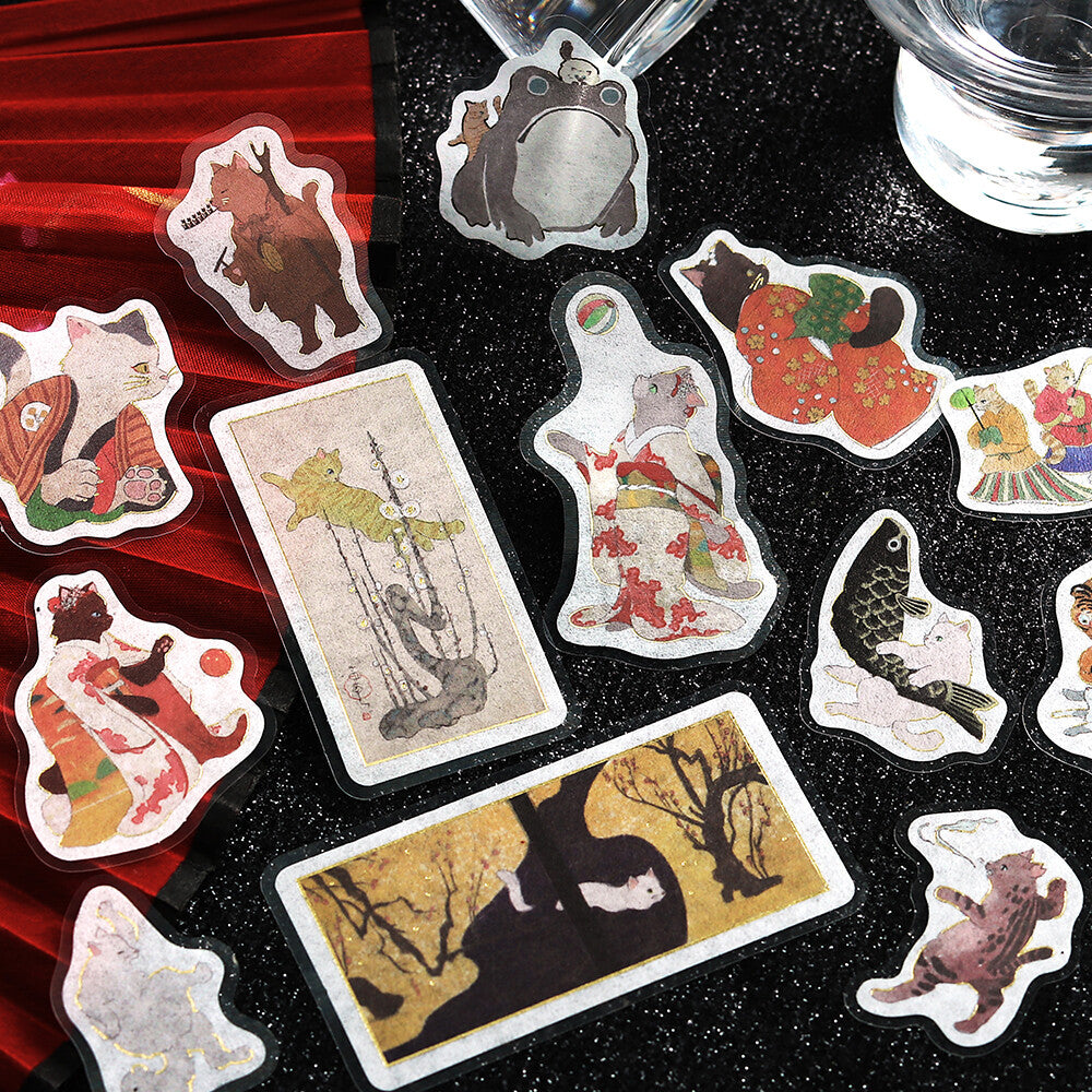 BGM Flake Stickers - Nyapanese Art Neko - Red