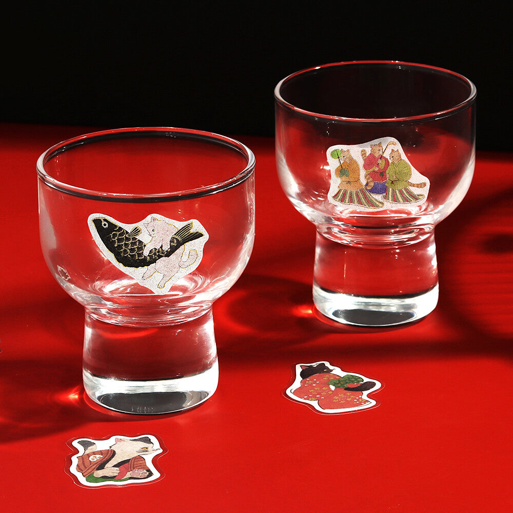 BGM Flake Stickers - Nyapanese Art Neko - Red