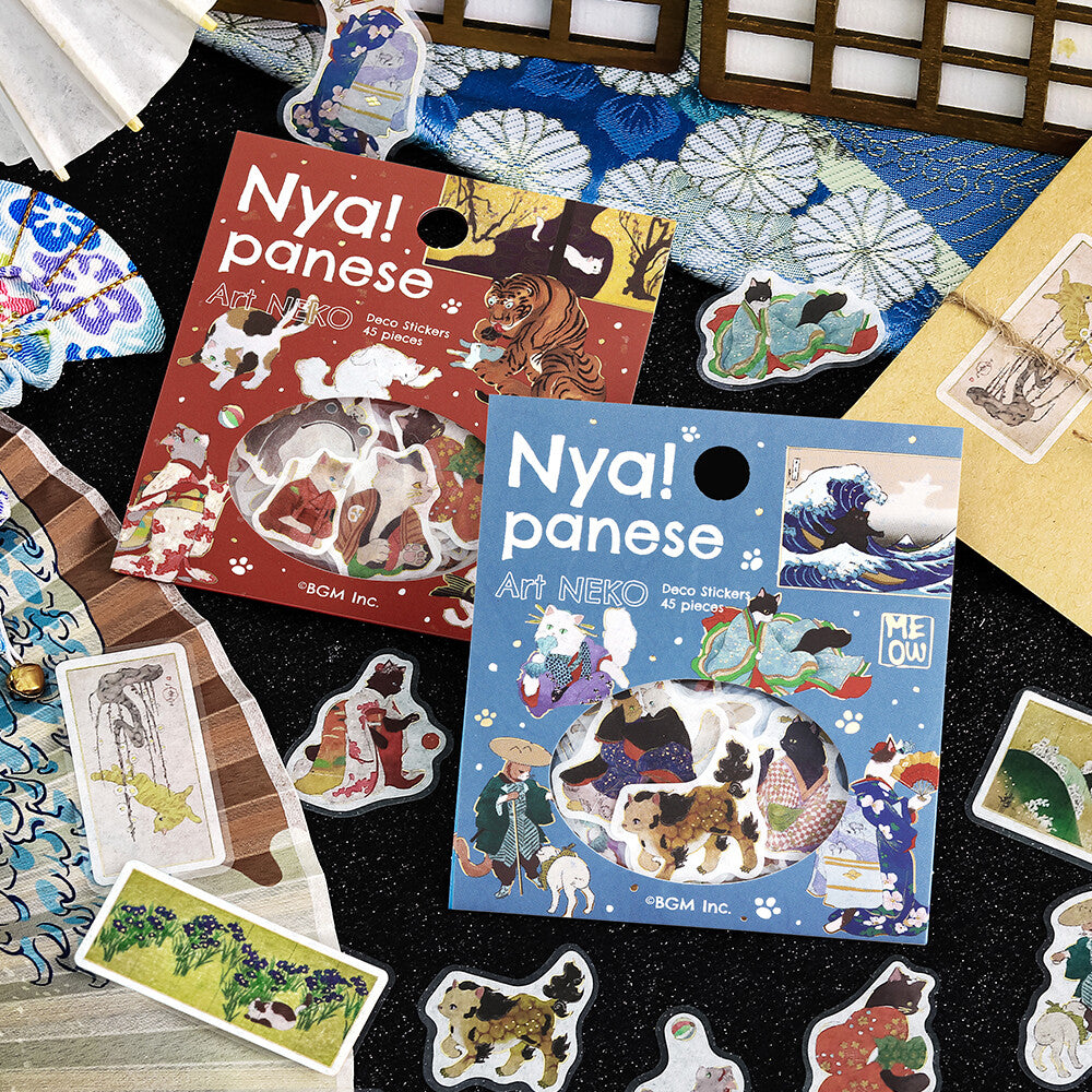 BGM Flake Stickers - Nyapanese Art Neko - Red