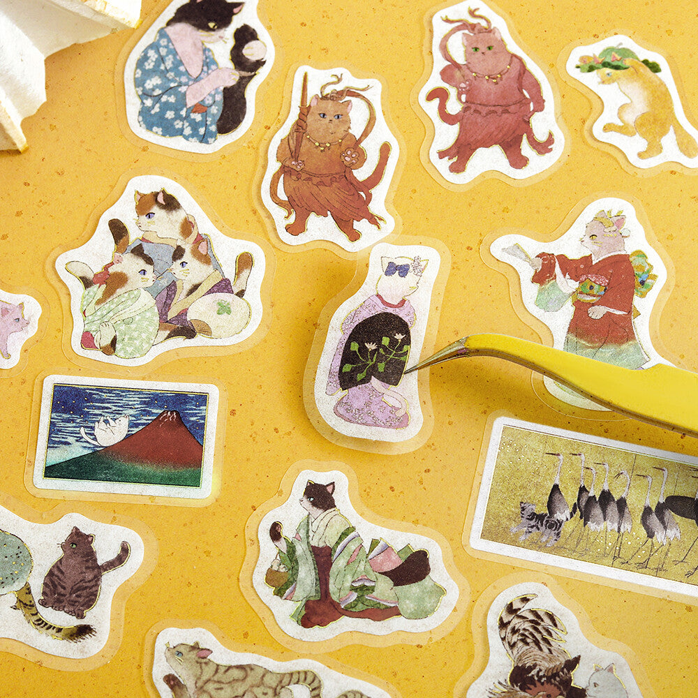 BGM Flake Stickers - Nyapanese Art Neko - Yellow