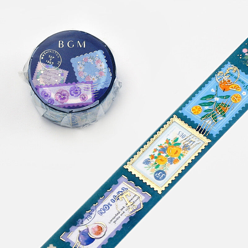 BGM Washi Tape - Post Office - Blue Plants