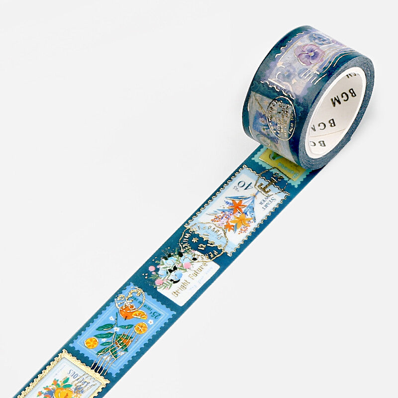 BGM Washi Tape - Post Office - Blue Plants