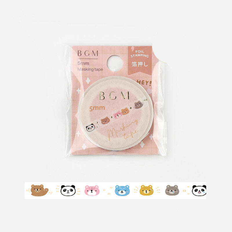 BGM Slim Washi Tape - Bears and Pandas