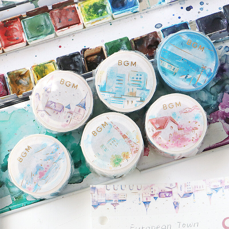 BGM Washi Tape - Watercolor Town - Villa