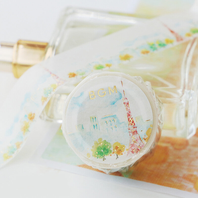 BGM Washi Tape - Watercolor Town - Tokyo Tower