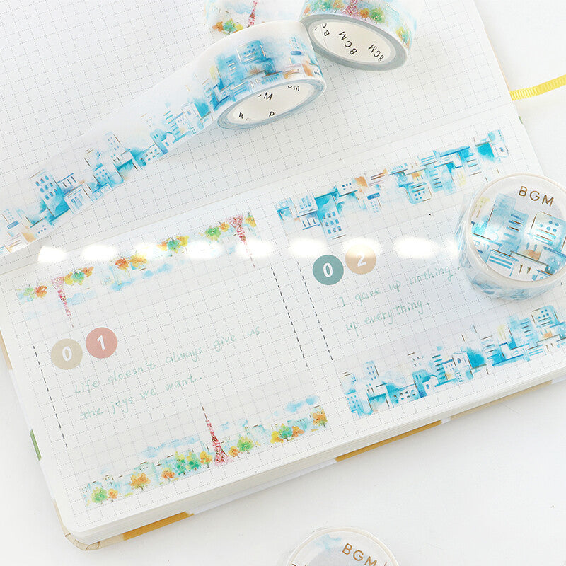 BGM Washi Tape - Watercolor Town - Tokyo Tower