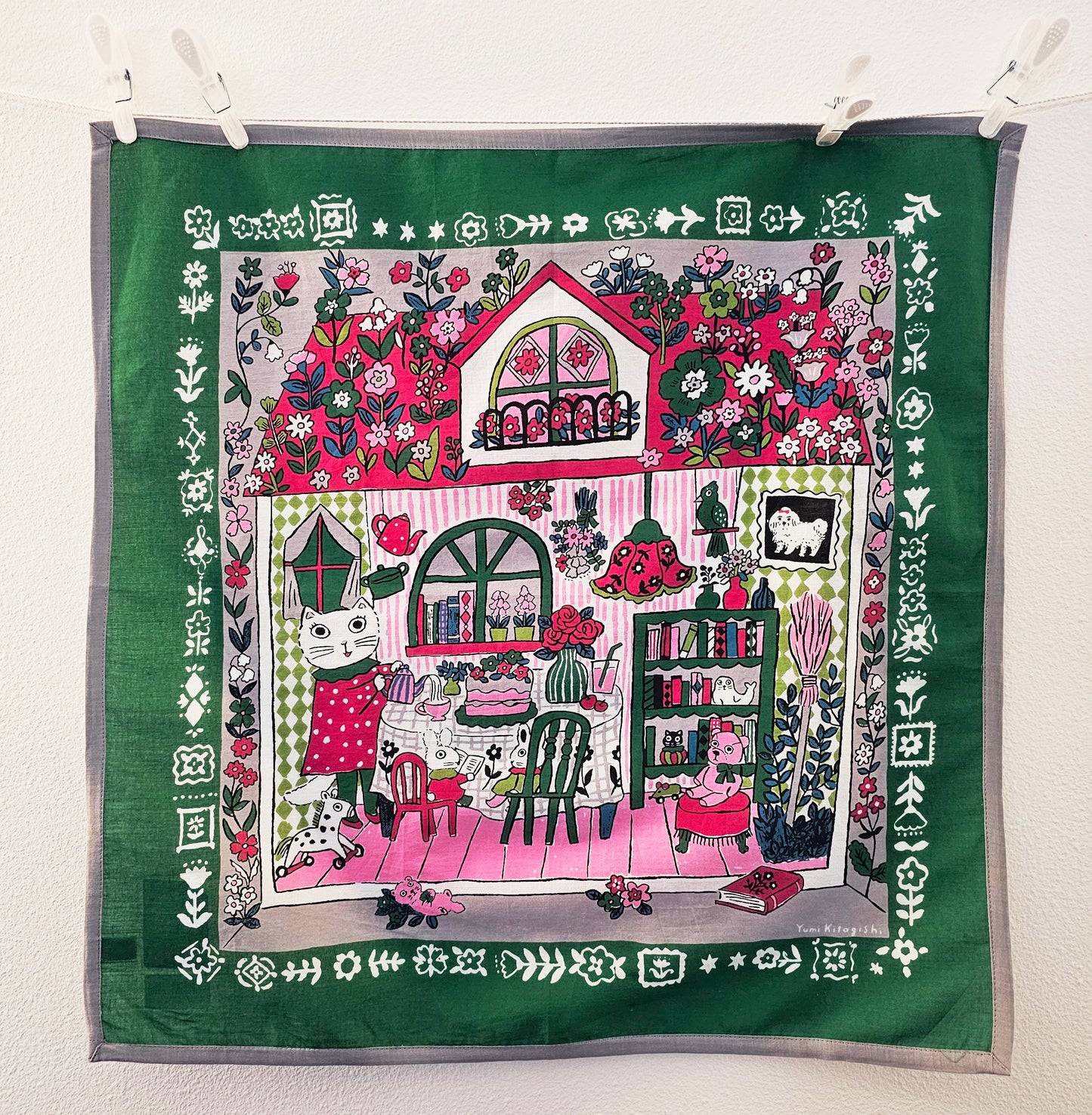 Yumi Kitagishi - The Cat's House Bandana - Green