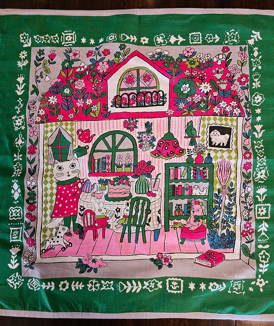 Yumi Kitagishi - The Cat's House Bandana - Green
