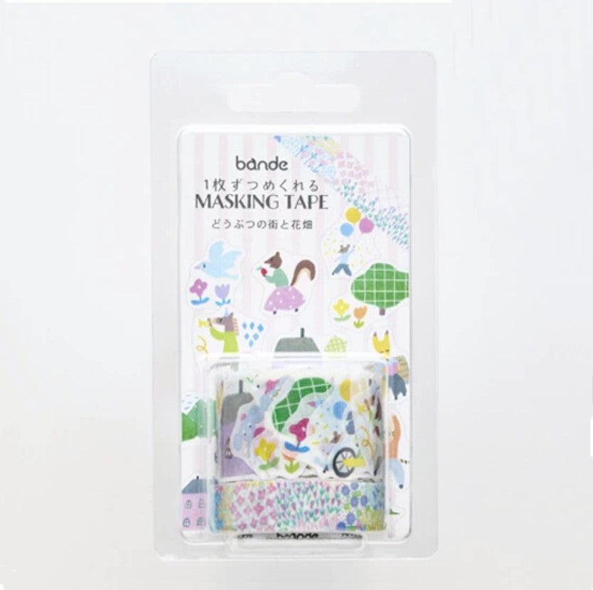 Bande Washi Tape Sticker Roll - Animal Town and Flower Garden