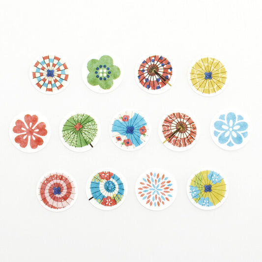 Bande Washi Tape Sticker Roll - Bangasa and Hanakoiki (Japanese Umbrellas and Flowers)