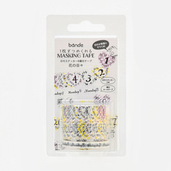 Bande Washi Tape Sticker Roll Set - Days of the Week - Flower Days