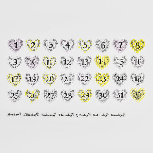 Bande Washi Tape Sticker Roll - Days of the Week - Flower Days