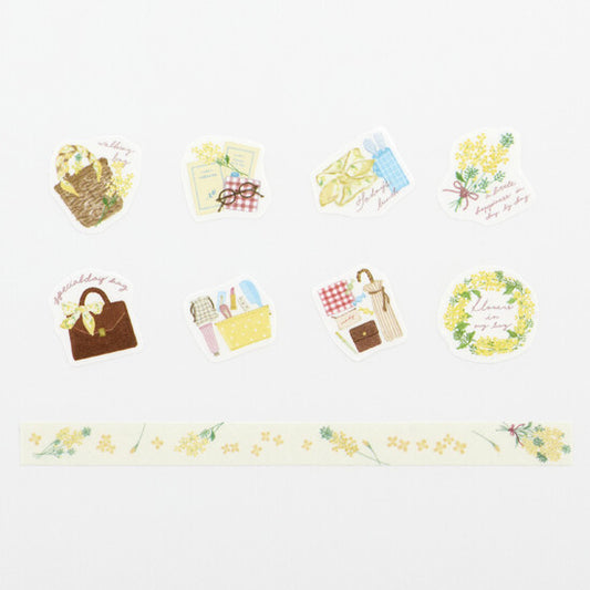 Bande Washi Tape Sticker Roll - Yellow Blossoms (Canola Flowers)