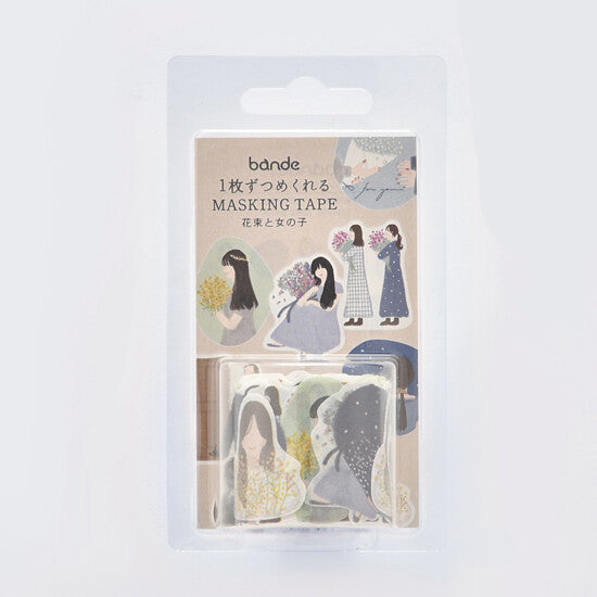 Bande Washi Tape Sticker Roll - Girl with Flower Bouquet