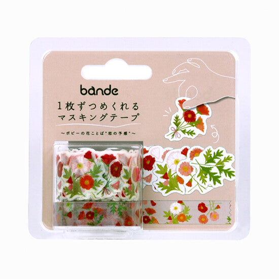 Bande Washi Tape Sticker Roll - Flower Meanings - Poppy: A Premonition of Love