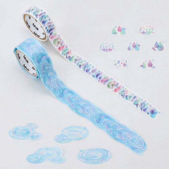 Bande Washi Tape Sticker Roll - Rainbow Rain Drops