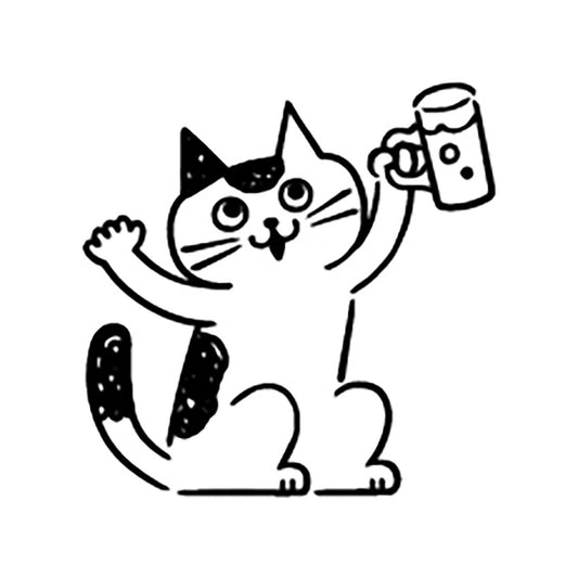Cat Life Rubber Stamp - Drinking