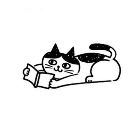 Cat Life Rubber Stamp - Reading