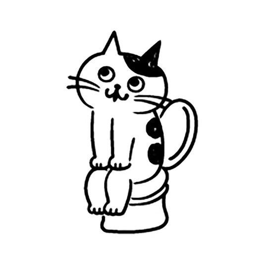 Cat Life Rubber Stamp - Toilet