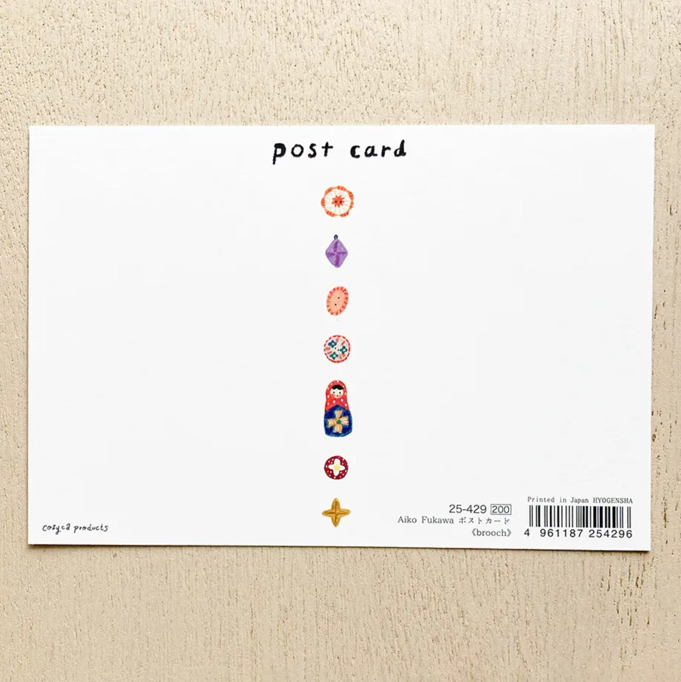 Cozyca - Aiko Fukawa - Brooch Foil-Stamped Postcard