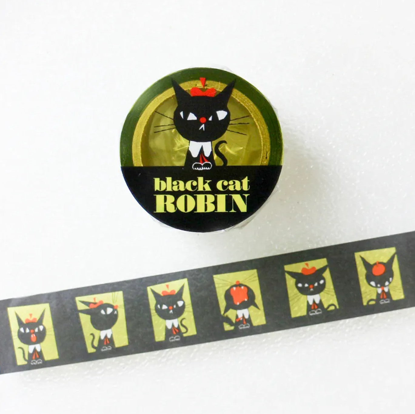 Cozyca Clear Tape - Black Cat Robin - 100 Faces