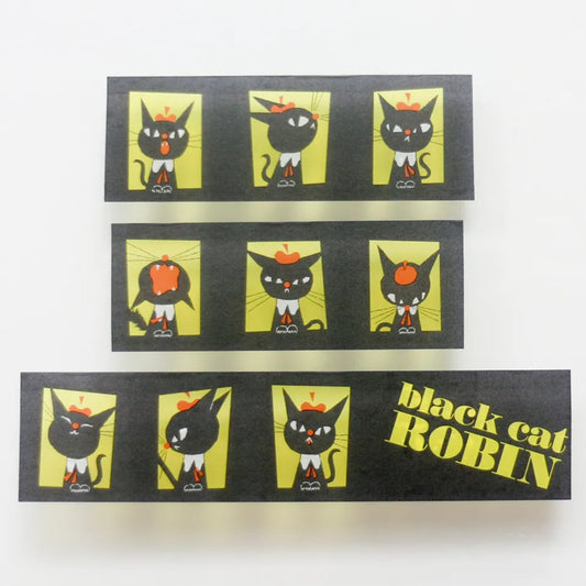 Cozyca Clear Tape - Black Cat Robin - 100 Faces