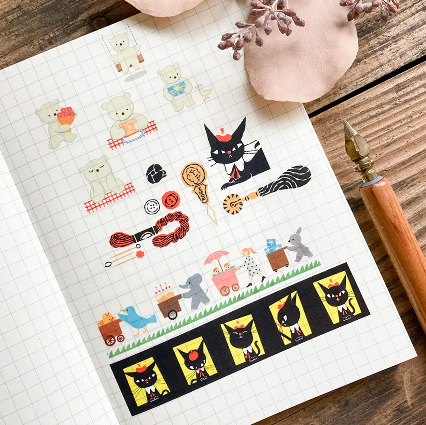 Cozyca Clear Tape - Black Cat Robin - Sewing