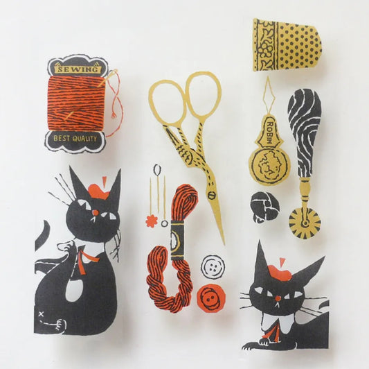 Cozyca Clear Tape - Black Cat Robin - Sewing