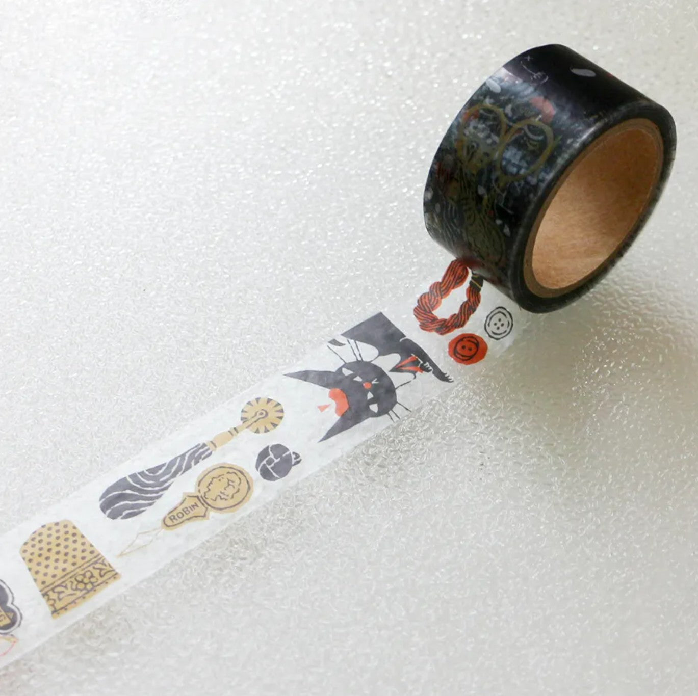 Cozyca Clear Tape - Black Cat Robin - Sewing