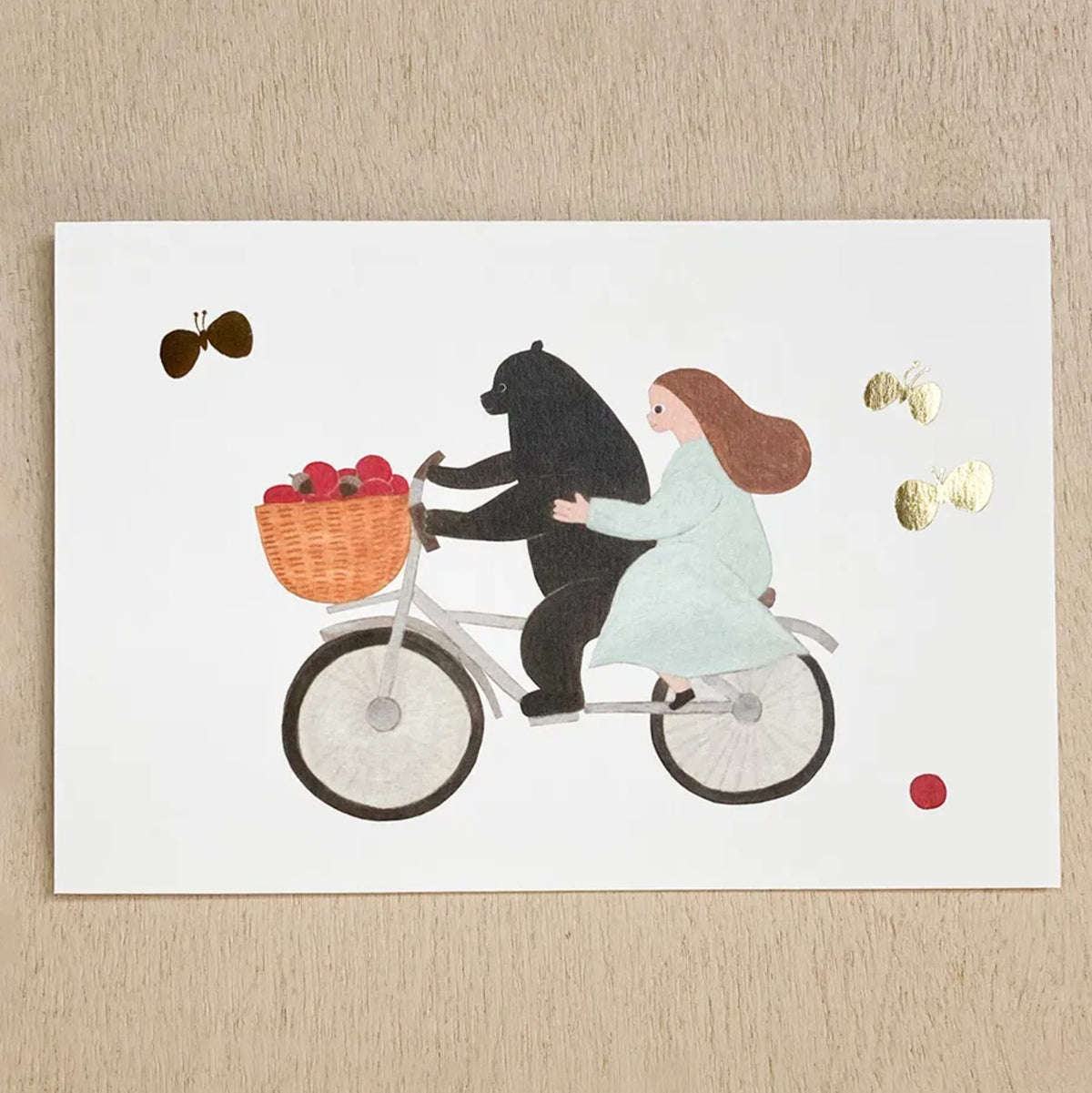 Cozyca - Foil-Stamped Postcard - Necktie - Bicycle
