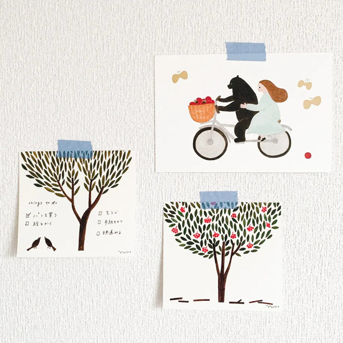 Cozyca - Foil-Stamped Postcard - Necktie - Bicycle