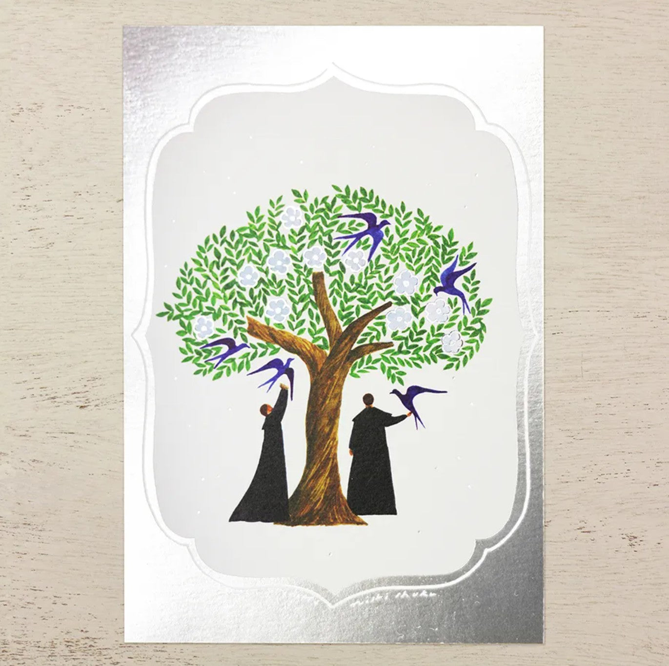 Cozyca - Nishi Shuku - Tree / Silver - Foil-Stamped Postcard