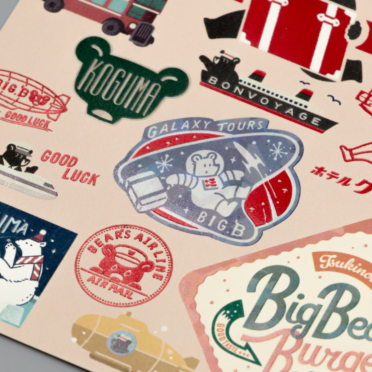 OB1TOY x ROKKAKU - Foil-Stamped Postcard - Bear's Travels