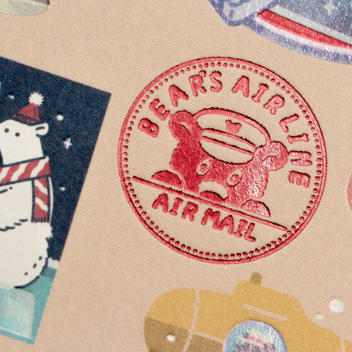 OB1TOY x ROKKAKU - Foil-Stamped Postcard - Bear's Travels